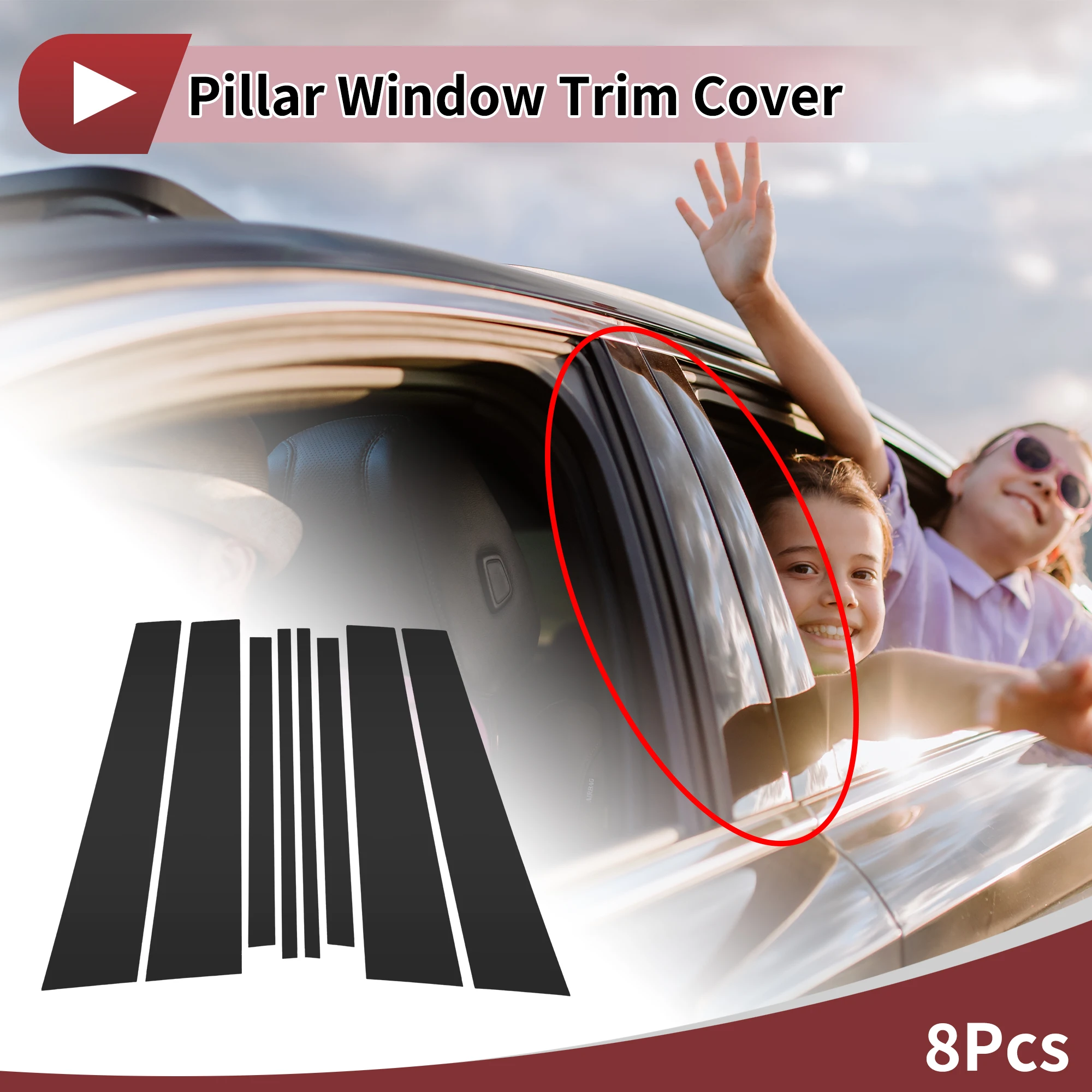 حواف نافذة عمود الباب من UXCELL لسيارة جيب كوماندر 2018 باللون الأسود #1