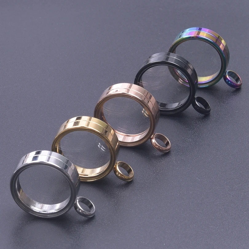 1pcs Circular Fashion High Quality Stainless Steel Glass Coin Bezel Photo Locket Pendant Clear Living Floating Medaillon Colgant