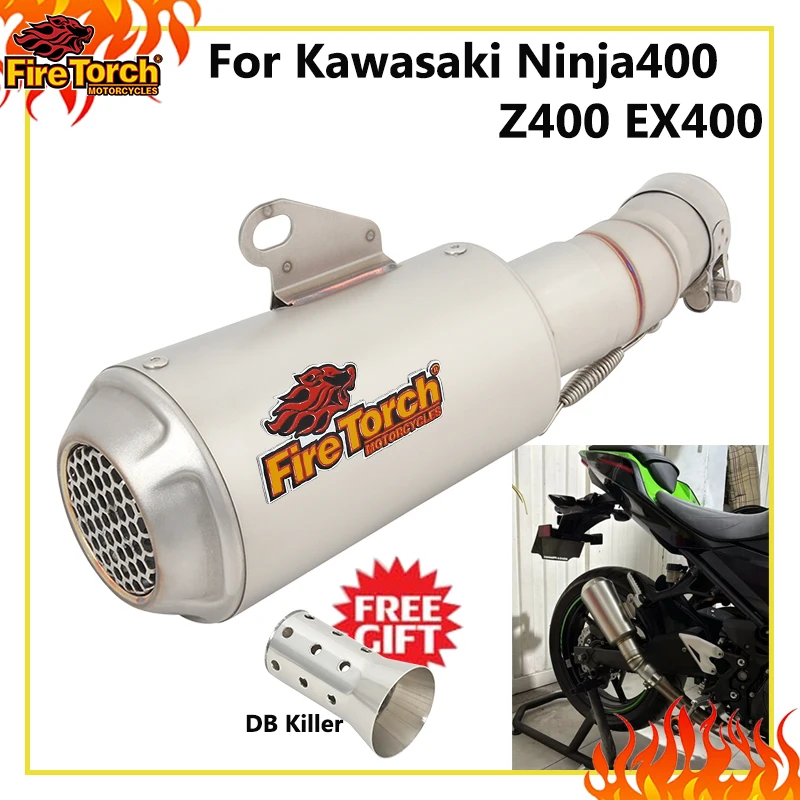 

Motorcycle Exhaust System Mid Link Pipe Slip On For Kawasaki Ninja 400 250 300 Z400 EX400 EX300 EX250 Escape Removable DB Killer