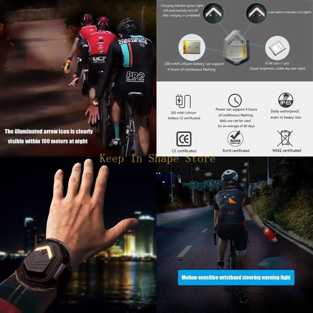 

U1JC Outdoor Bike Sports Night Running LED Light Safety Turnning Warning Wristband Lamp
