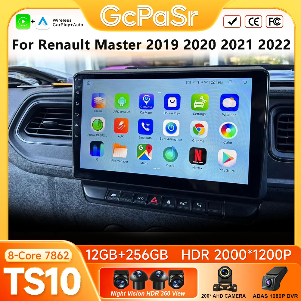 Android 16 Car Radio For Renault Master 2019 2020 2021 2022 GPS Navigation Multimedia Player Carplay 4G Display DVD No 2din DVD