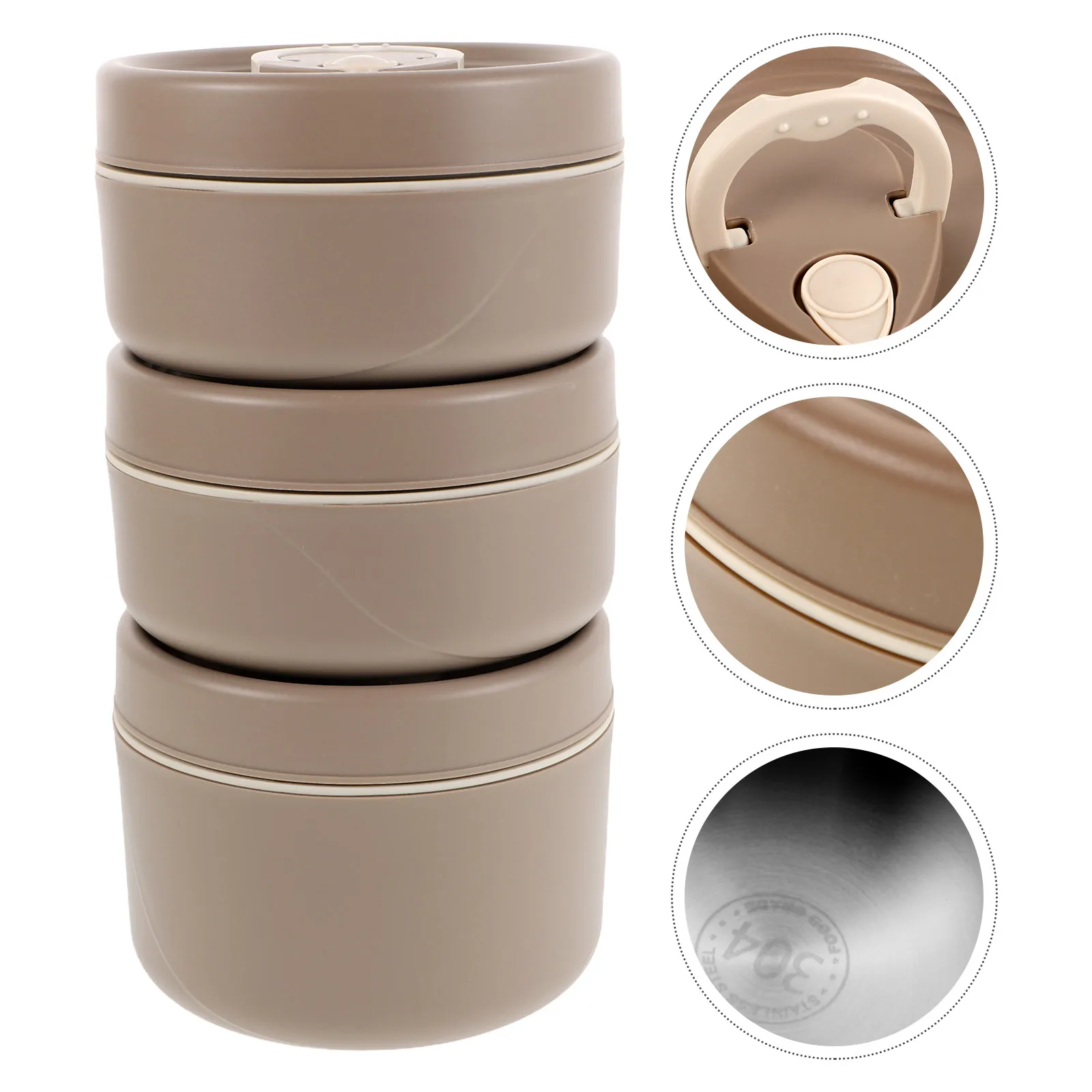 

3 Pcs Adult Thermal Lunch Box Food Containers Insulated Jar Work Stainless Steel