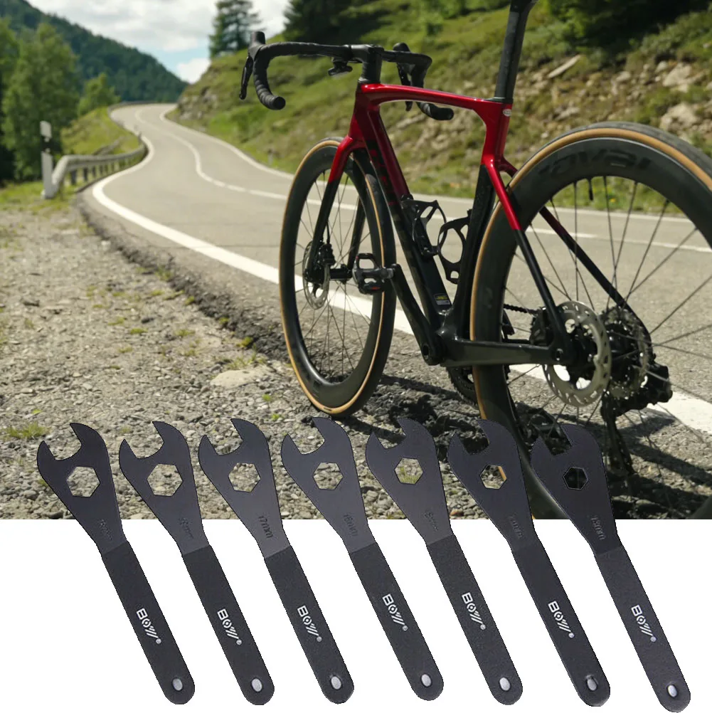 1pc Bicycle Hub Wrench 13/14/15/16/17/18/19mm Carbon Steel Gear Shift Dual Use Open-end Spanner Bike Hub Maintenance Accessories