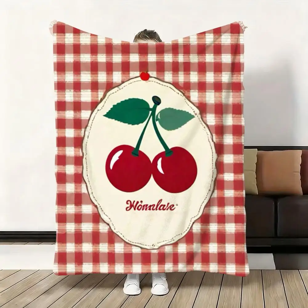 

Luxury Brand K-Kirsh Cherry Cherries Throw Flannel Fluffy Soft Blanket Warm Skin-Friendly Throw for Sofa Bed Office Nap Winter