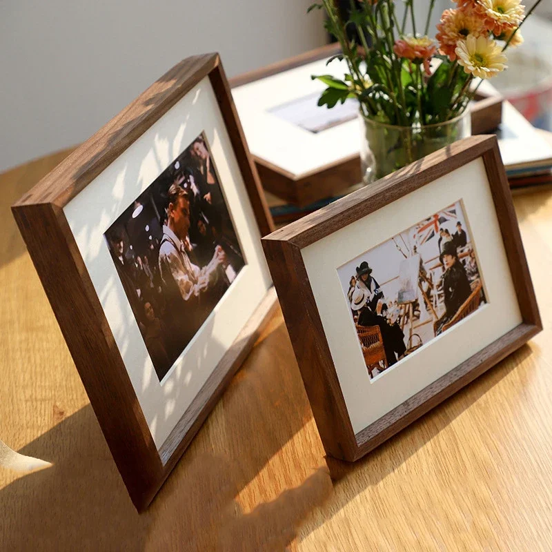 Walnut Wood Picture Frame American Joinery Photo Frame, Solid Wood Desktop Display Frame  Durable Display Home Decor
