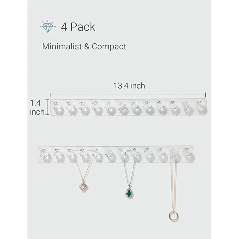 Cintre mural en acrylique pour bracelets, support de collier, crochets en forme de gemmes, évaluation de bijoux, 12 pièces