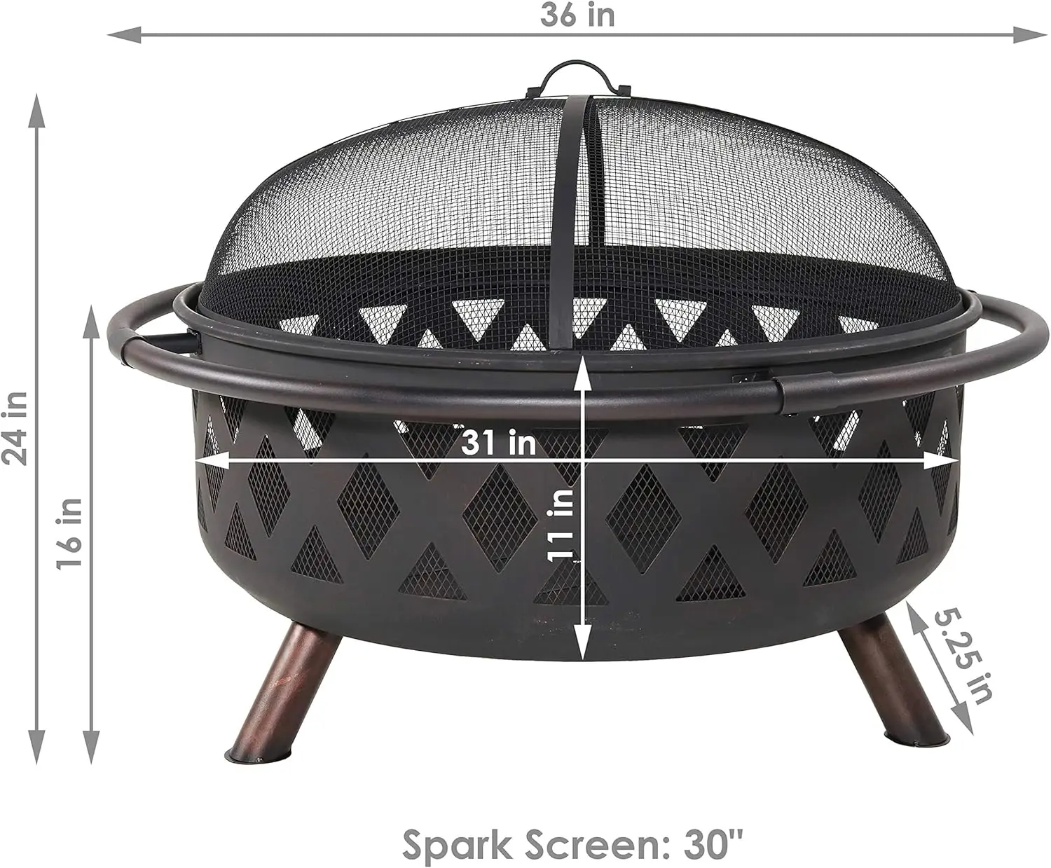 Black Crossweave Steel Wood-Burning Outdoor Fire Pit - Includes Spark Screen