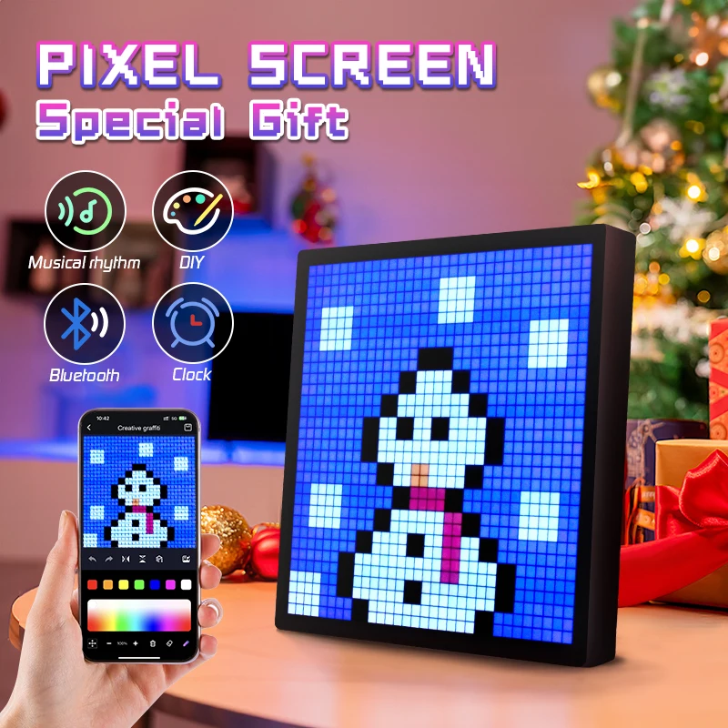 LED Smart Matrix Pixel Display,DIY RGB Bluetooth App Control Programmable Screen,Pixel Art NightLight,Cool Animation Frame Decor