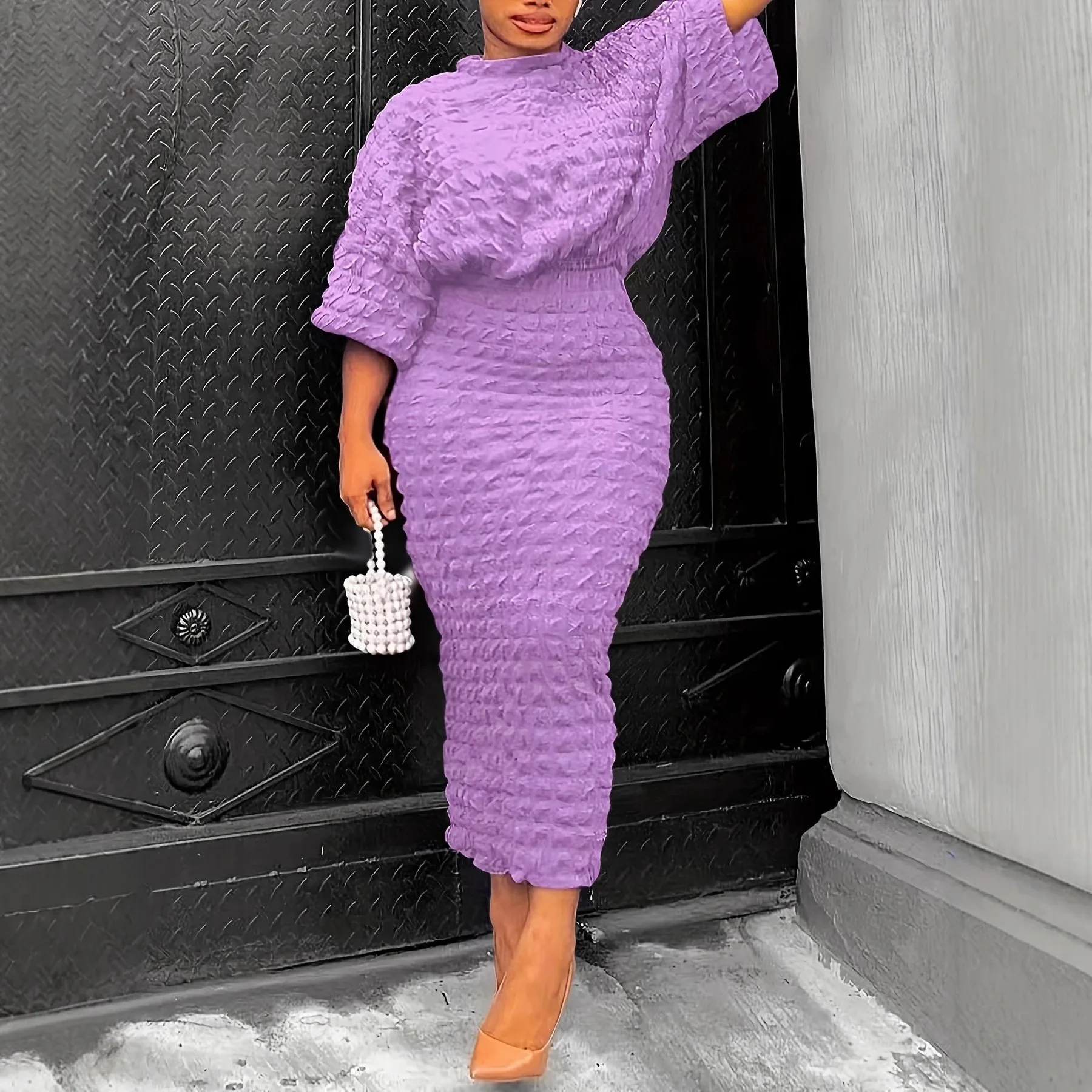 

Женский комплект из двух предметов: топ с рукавами «летучая мышь» и длинная юбка с завышенной талией, облегающий, сексуальный, в стиле Y2K, уличный, элегантный, для работы, 2026