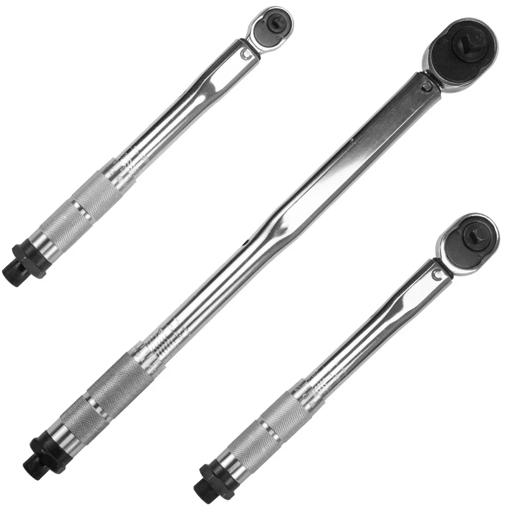 Professional Adjustable Torque Wrench Set 1/4\'\' Drive Spanner Hand Tool with 3/8 Adapter Ideal for Cars Motorbikes and Bicycles