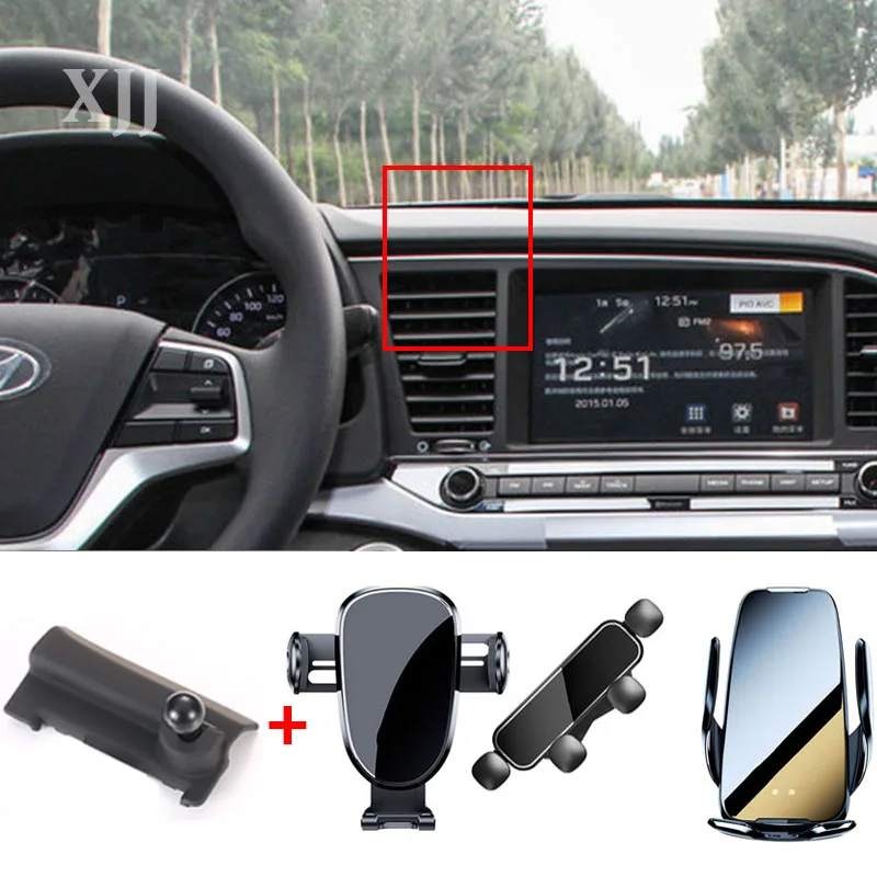 For Hyundai Elantra 2016 2017 2018 2019 2020 2021 Car Navigation Air Outlet Phone Holder Bracket Dashboard Wireless Charger