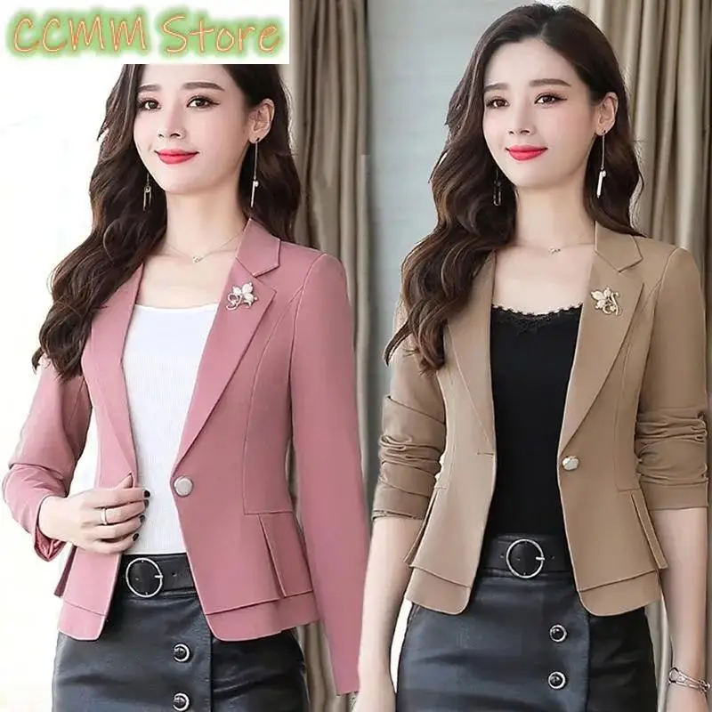 

New High Quality Drape Suit Jacket Women Short Spring Autumn Slim Waist Professional Blazer Formal Wear Elegant Jackets