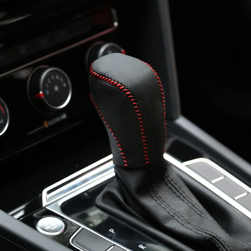 

For Volkswagen VW Golf 6 7 MK6 MK7 Polo 6R 6C Tiguan MK2 Passat B7 B8 Leather Car Gear Shift Knob Head Collars Protection Cover