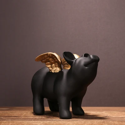 Xiao pig lucky pig small blessing pig piggy bank resin furnishing home model room children's room small change to decoration