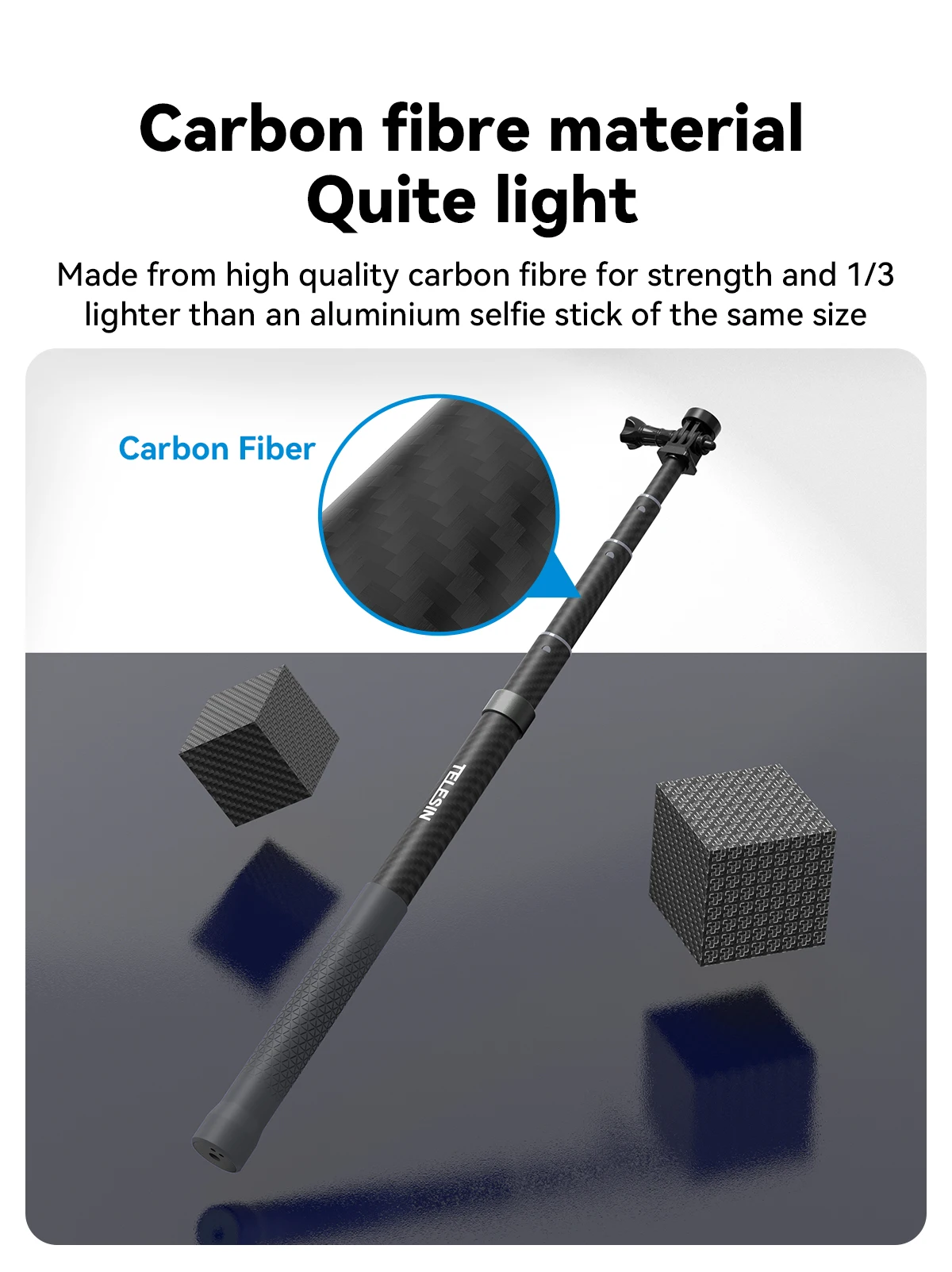 Telesin 3M 1,2M Unsichtbarer Carbonfaser-Selfie-Stick für Hero 13 12 11 10 9 DJI Action5 4 3 Insta360 X5 X4 Motorrad-Zubehör – Detail 24