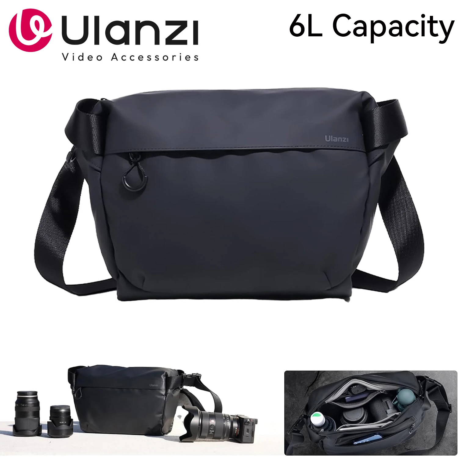 

Ulanzi DSLR Camera Bag Digital Travel Men Crossbody Shoulder Bags for Photographic Equipment 6L Capacity for Sony Nikon Canon