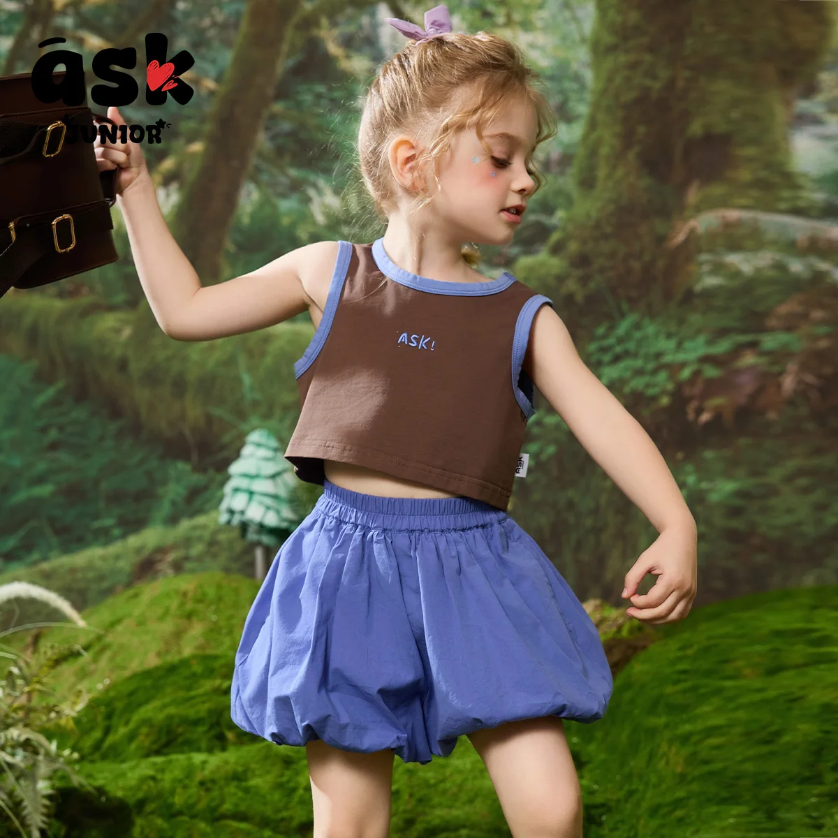 اسأل الفتيات الصغيرات الصيف الأطفال التباين اللون محبوك سترة برعم السراويل تنورة قطعتين مجموعة #5