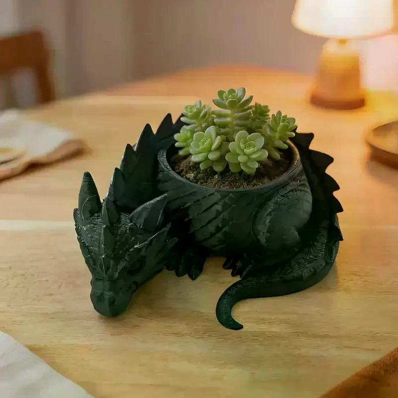 3D Printed Dragon Shaped Plant Pot Plastic Funny Flower Container Handmade Growing Pots Jewelry Storage Tray For Home Decoration