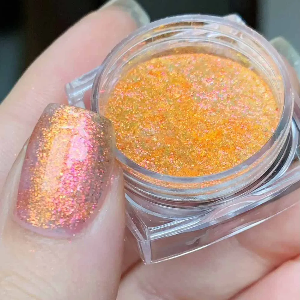1jar الحرباء مرآة معدنية مسمار الكروم مسحوق المجسم أورورا تألق مسمار الصباغ النساء ماكياج الحفلات عينيه الغبار FT
