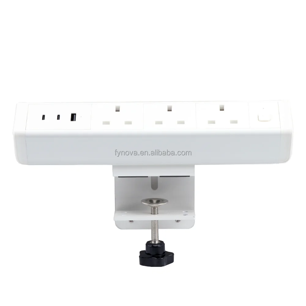 Customized White Color Official Aluminum Socket Power Distribution Unit PDU UK Cat6 Data Port USB A+C 20W