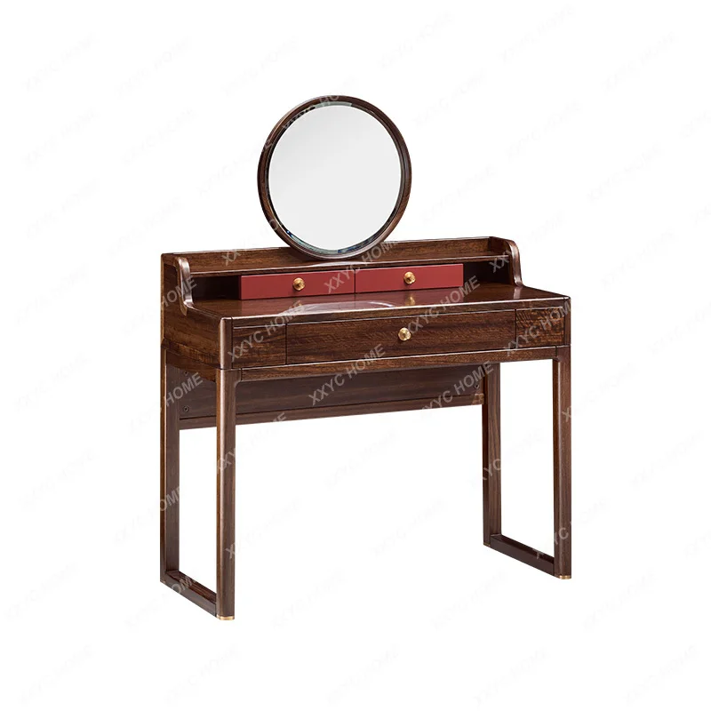 

Aili Bubinga New Chinese Style Dressing Table Bedroom High-Grade Solid Wood Makeup Table Mirror Dressing Stool Combination