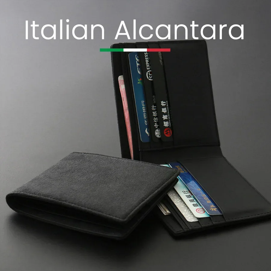 ALCANTARA Wallet Women & Man Card Holder Bag Luxury Artificial Leather Slim Cards Small Thin Card Package