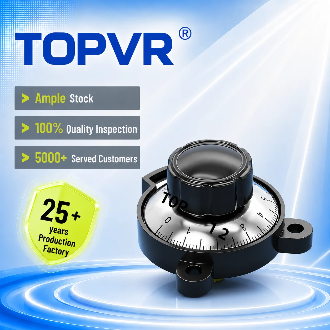 TOPVR 360-A/B Little Panda Digital Dial Knob, Multi-turn Deceleration Fine Adjust Knob, Potentiometer Counting Knob