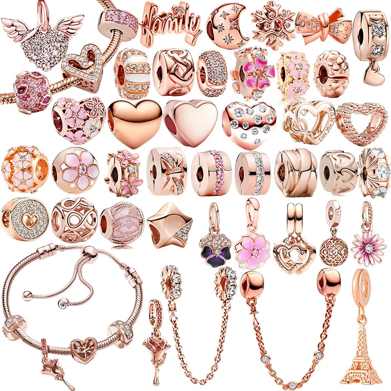 

2025New Hot Sale Sparking Gold Charm Beads Pendant Fit Original Snake Silver Bracelet Necklace Beads For Diy Jewelry Women Gift