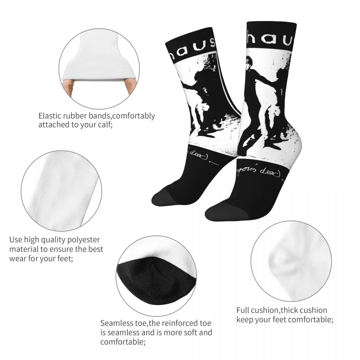 Fashion Bauhaus Rock Music Basketball Socks Polyester Long Socks for Unisex Sweat Absorbing