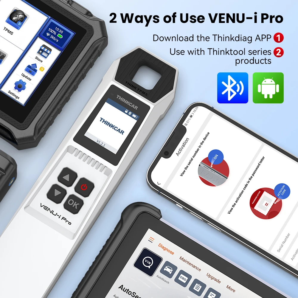 THINKCAR VENU i-Pro TPMS Car Tire Pressure Diagnostic Tools Activate Programming Relearn Sensors OE Query for 315MHz/433MHz