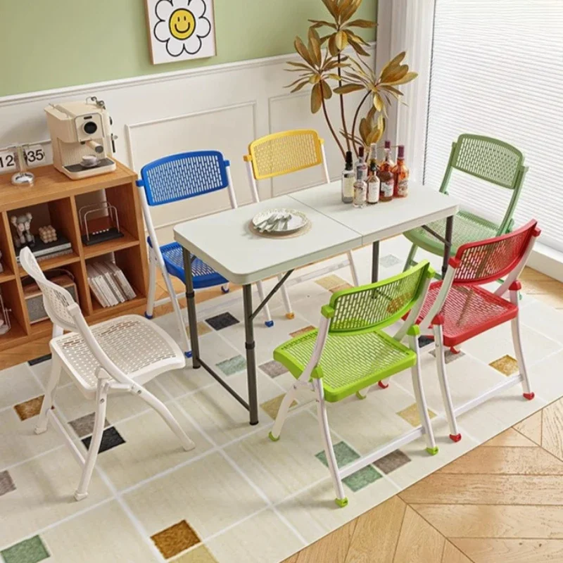 Folding Chair University Dormitory Computer Chair Backrest Plastic Stool Training Chair Conference Office Chair Dining Chair
