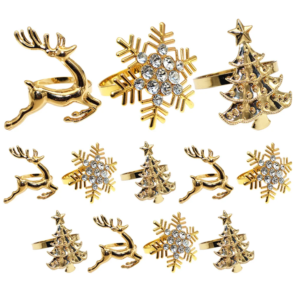 

12Pcs Christmas Deer Napkin Rings Elegant Metal Table Decor for Dinner Party Home Restaurant Decorative Napkin Holders Xmas Gift