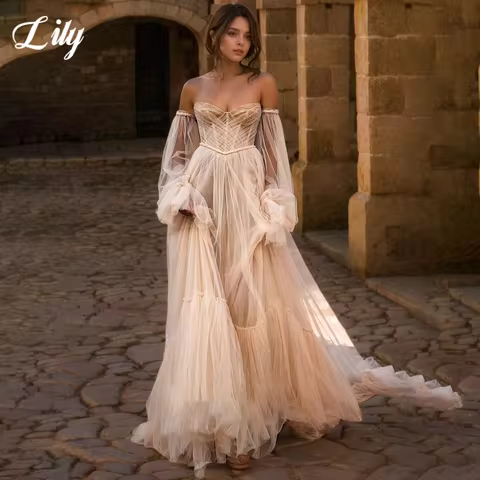 Lily Elegant Evening Dresses Sweetheart Backless Tulle Prom Dress A-line Hollow Party Dress with Beading robe de bal Customized