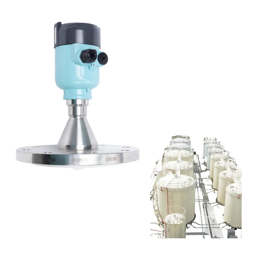 Oil storage tank liquid level measurement equipped with FEEJOY RRF5 80GHz radar level transmitter instrument