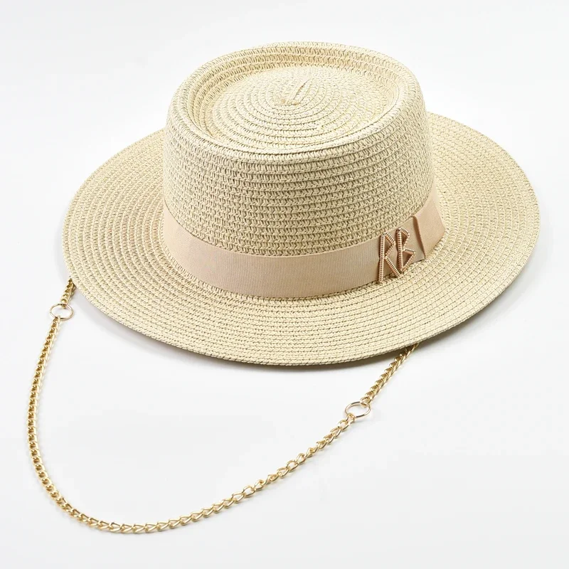 

Summer Straw Hats for Women Ribbon Decoration Elegant Ladies Party Dress Hats Travel Beach Sun Hat Chapeau Femme