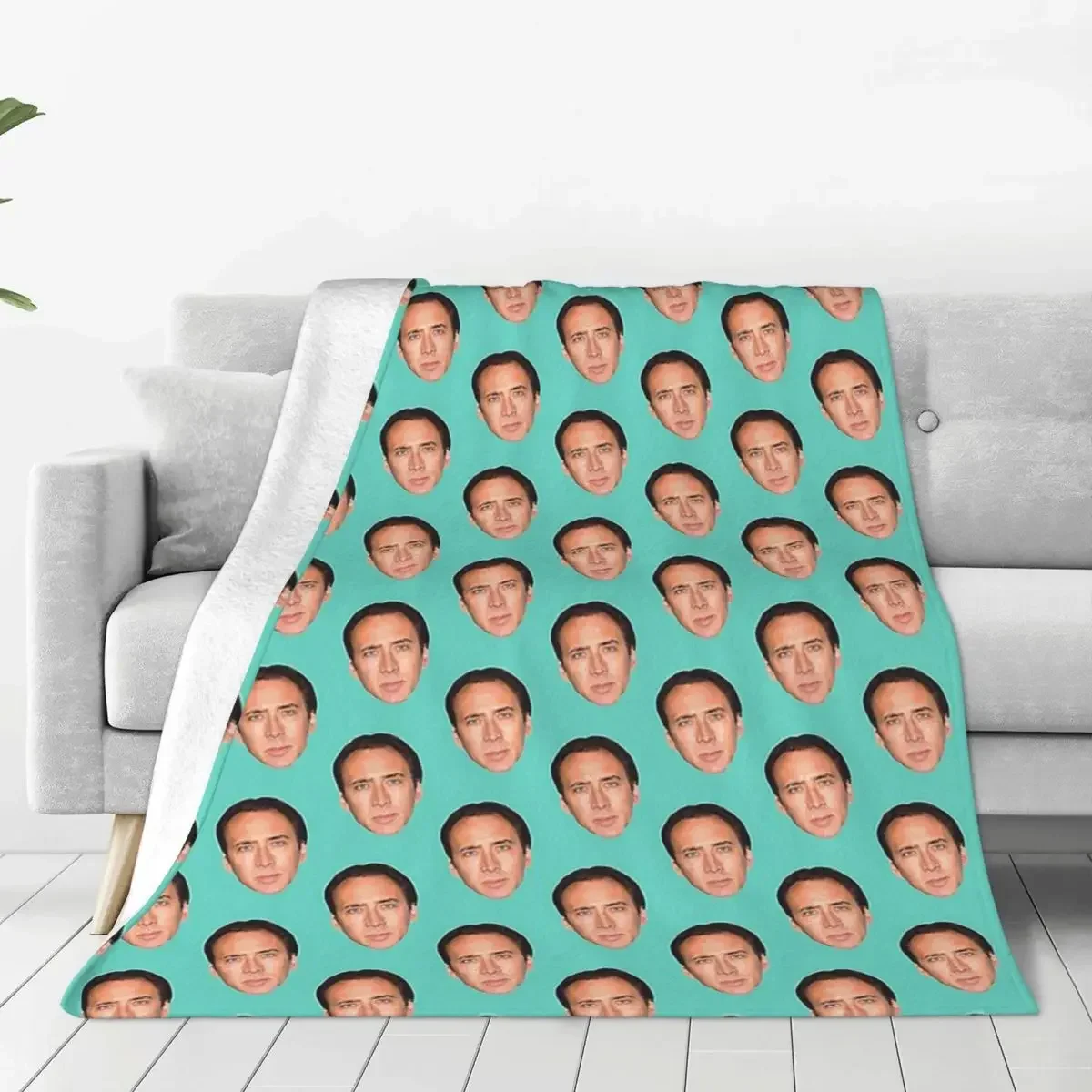 

Nicolas Cage Head Actor Blanket Flannel Spring/Autumn Multi-function Soft Throw Blankets for Bedding Office Bedspreads