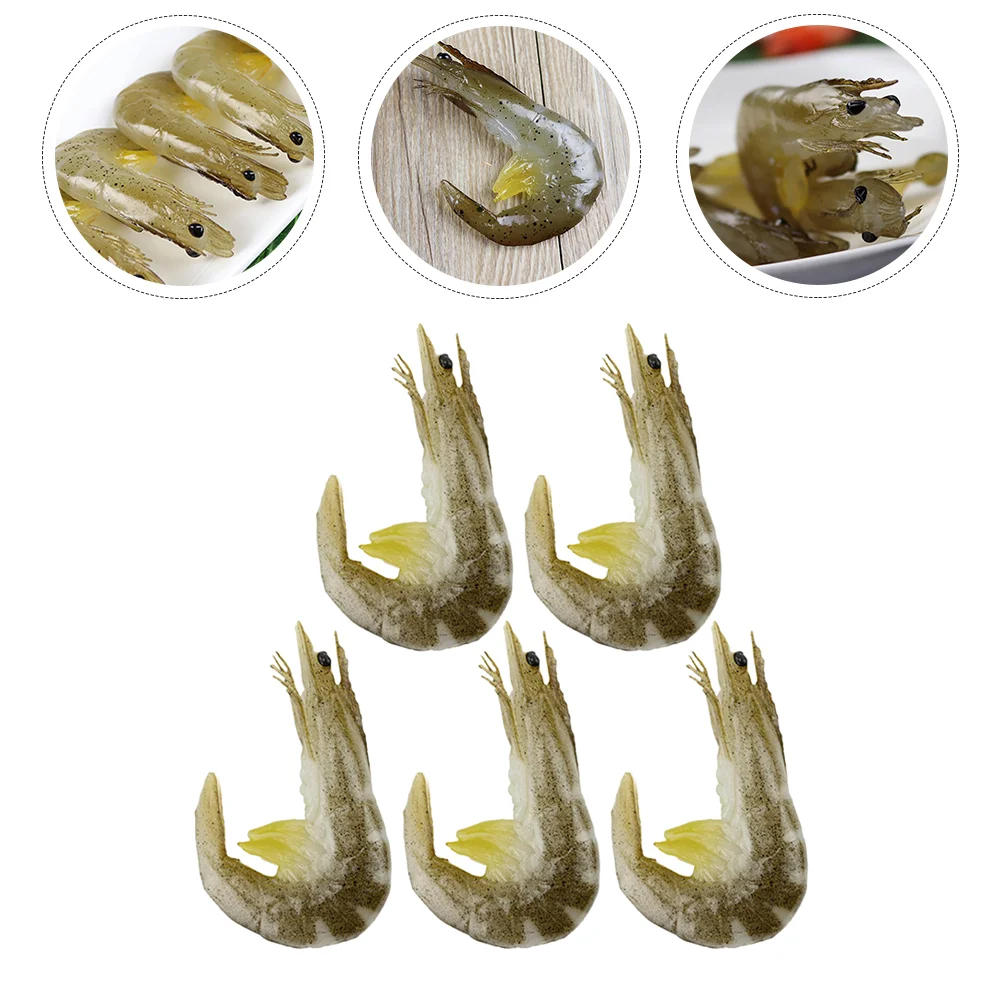 

5 Pcs Sea Decor Artificial Shrimp Restaurant Toys Models Cooked PVC Food Fake Prop for Decoration Decorations Child