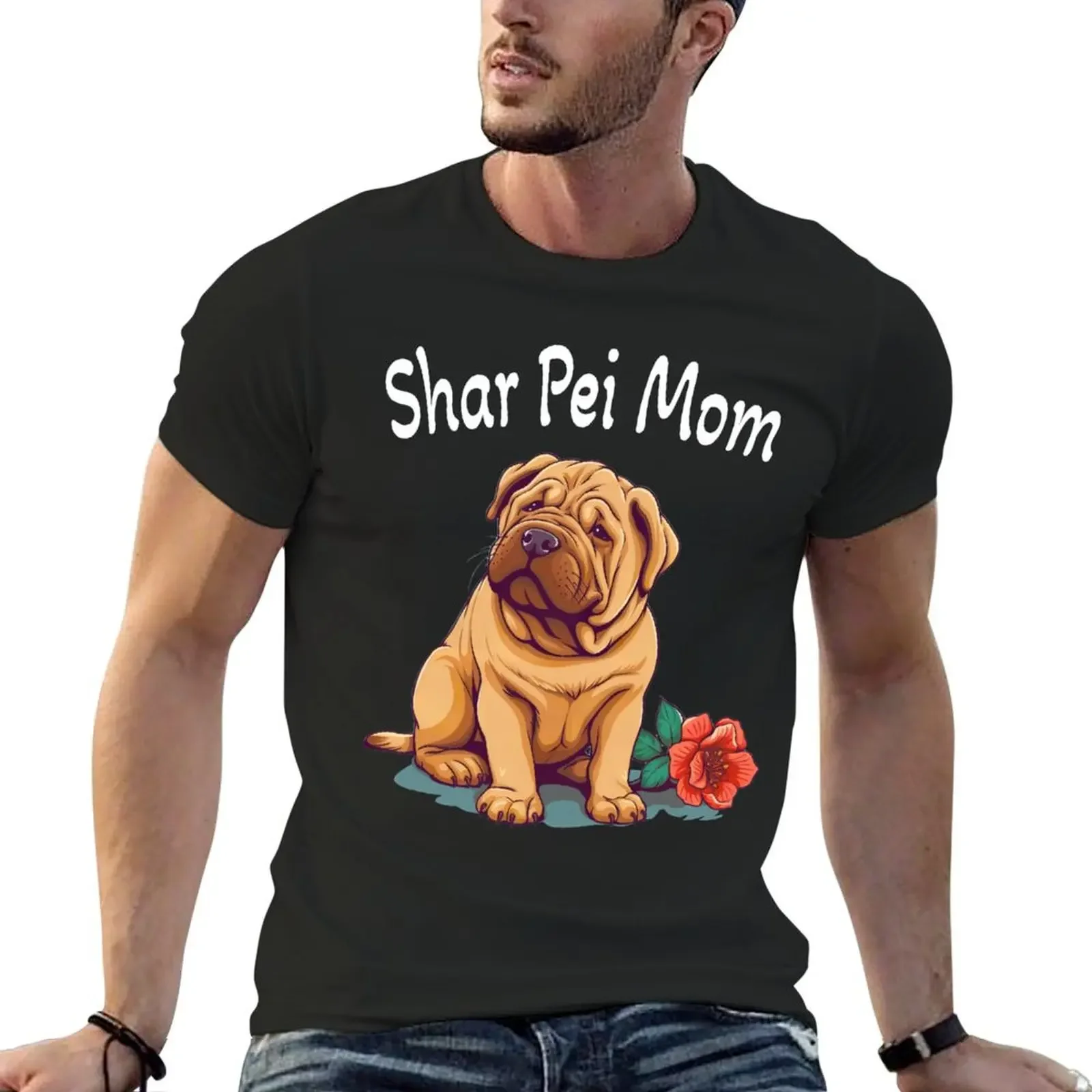 Cute Shar Pei Puppy Dog - Shar Pei Mom T-shirt oversizeds customs quick-drying summer clothes mens graphic t-shirts funny