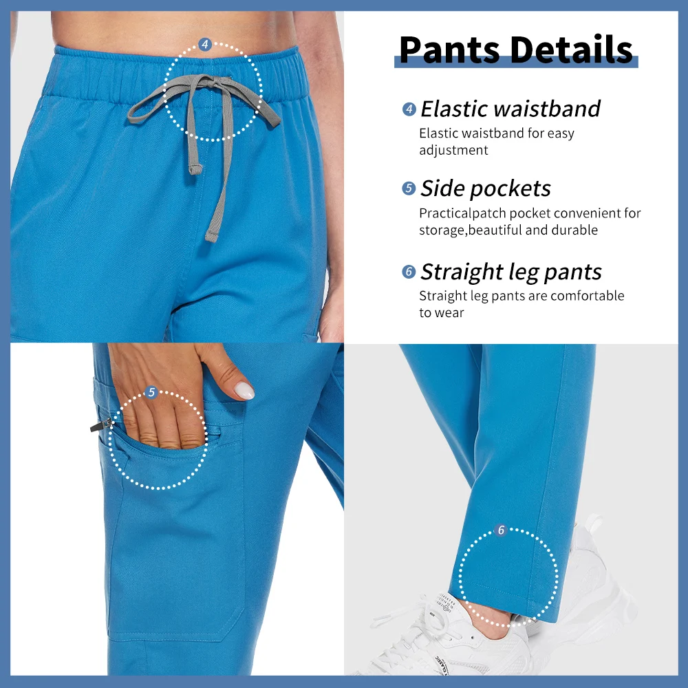 Slim Fit Pet Medical Nurse Workwear Women Beauty Salon Uniform Dental Clinic Suit Hospital Scrub Tops Pant Set Surgical Overalls