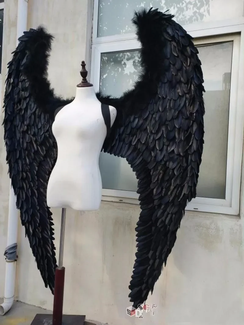 

NEW Customized Adult's black Devil feather wings for Fashion show shooting props Cosplay game costume bridal shower supplies