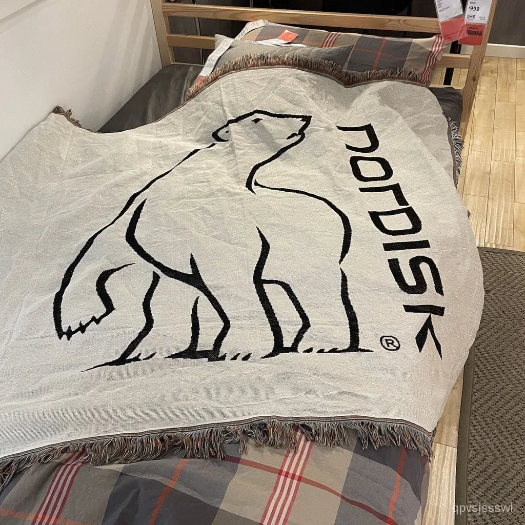 Nordisk Blanket Camping Outdoor Picnic Throw Blanket White Bear Blankets for Beds Home Decorations With Tassel Sofa Cove Textile