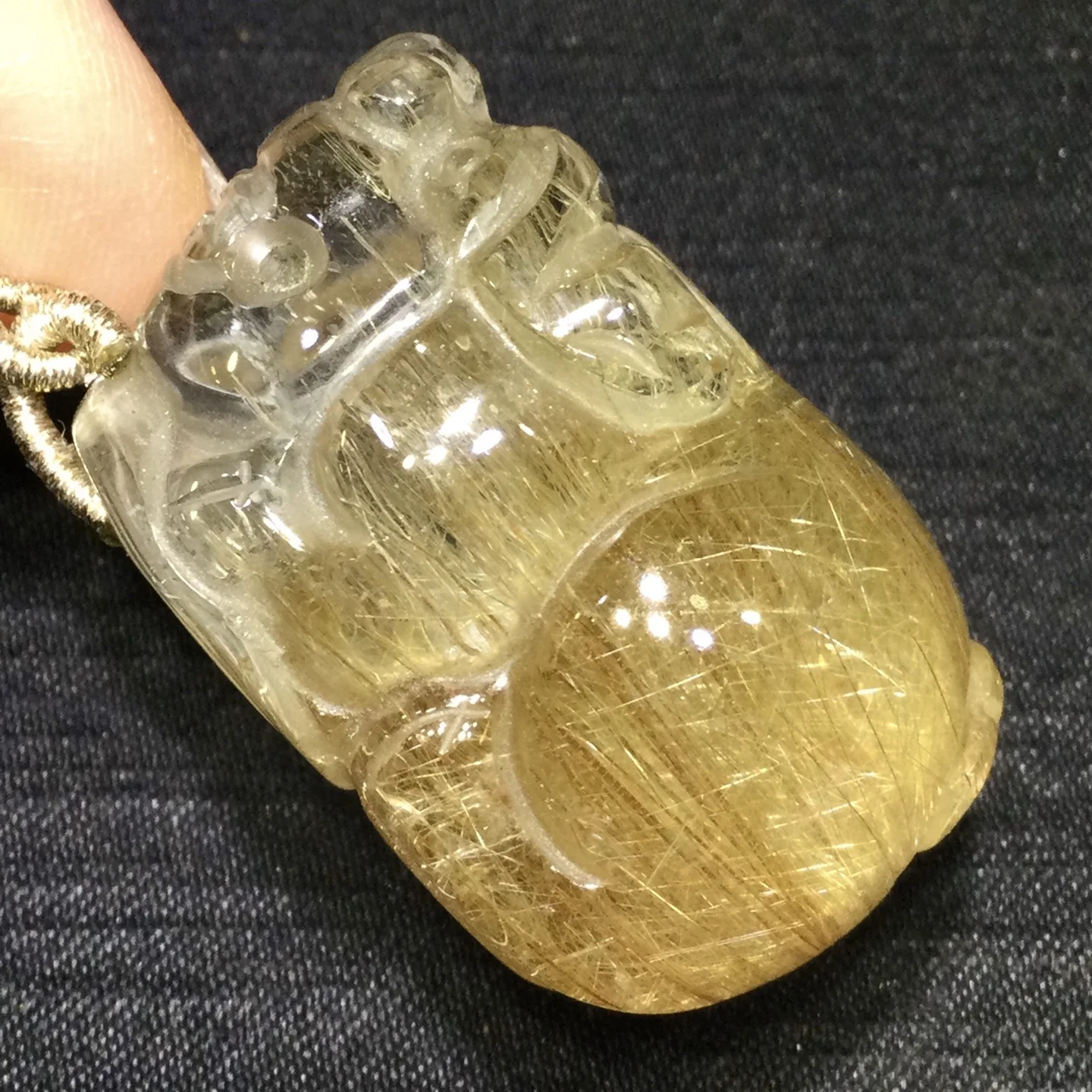 Natural Gold Rutilated Quartz Pendant 36.5*25.5*23mm Pi Xiu Yellow Rutilated Quartz  Men Women Brazil AAAAAAA