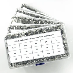 300Pcs Fast Blow Glass Fuses Assortment Kit 24 Values Auto Fuses Assortment Kit 250V 0.2A-30A 5x20mm Tube Fuses electronics Kit