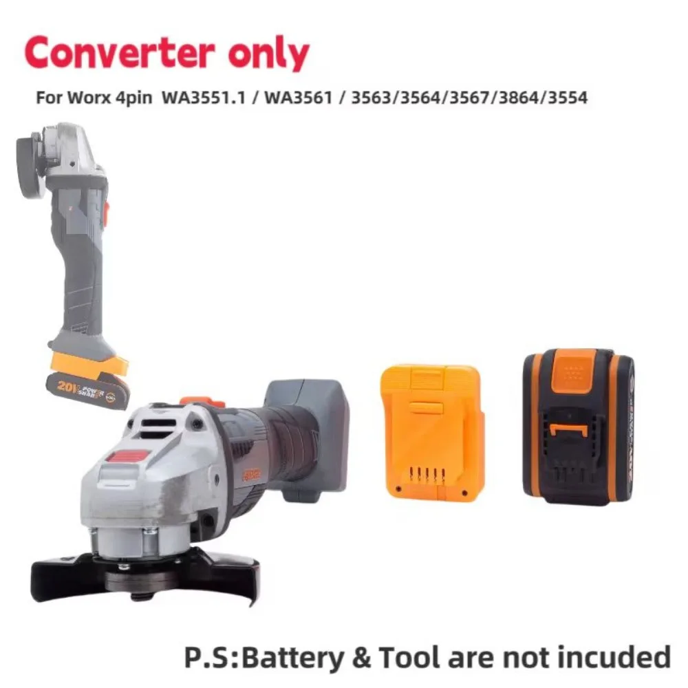 Imagem -02 - Conversor de Bateria de Iões de Lítio Ferramenta sem Escova Ferramentas Elétricas Apto para Worx 4pin 20v Adaptador Apenas
