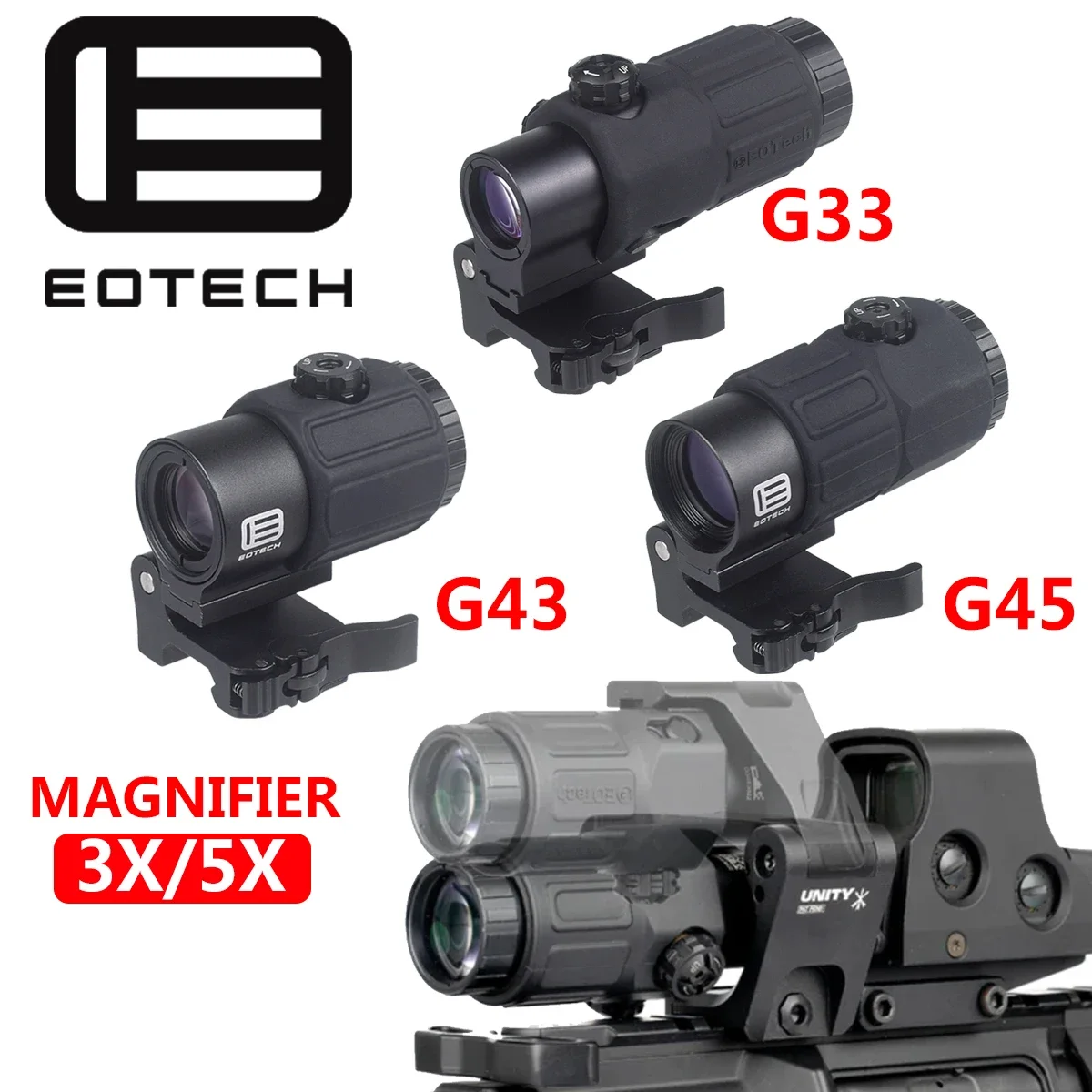 

Eotech G33 G43 G45 Sight Fixed 3X 5X Magnifier Scope 551 552 553 558 Holographic Sight UNITY FAST OMNI FTC 2.26" Height Mount