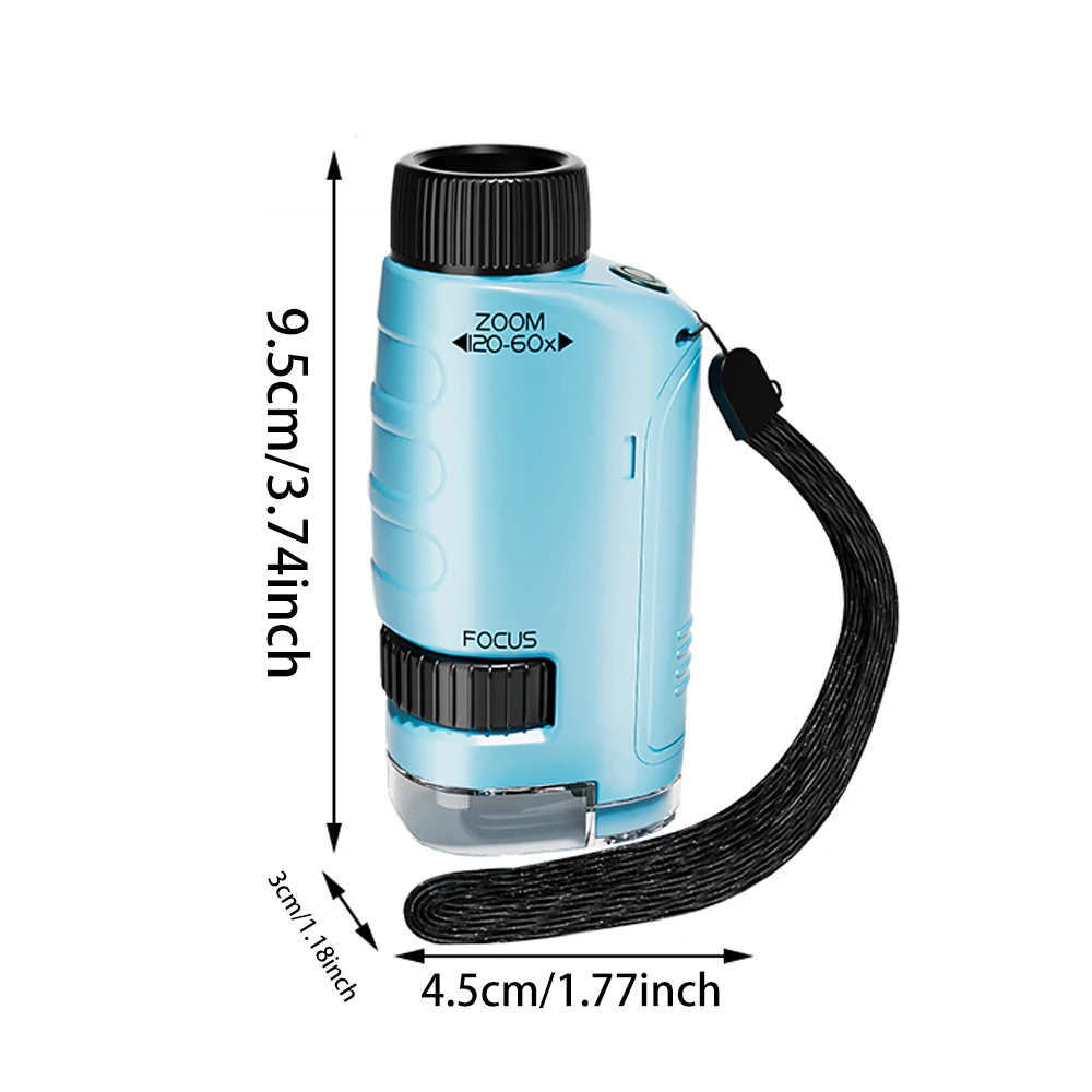 Portable 60x - 120x Handheld Mini Microscope Science Experiment Set, Perfect for Kids as Christmas, Halloween, Birthday & Spring