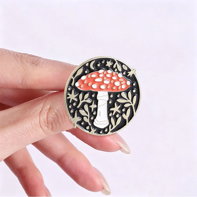 Magic Mushroom & Night Sky Enamel Pins Fantasy Fairy Tale Moon Stars Mushroom Brooch Clothes Bags Badge Jewelry Gift for Friends