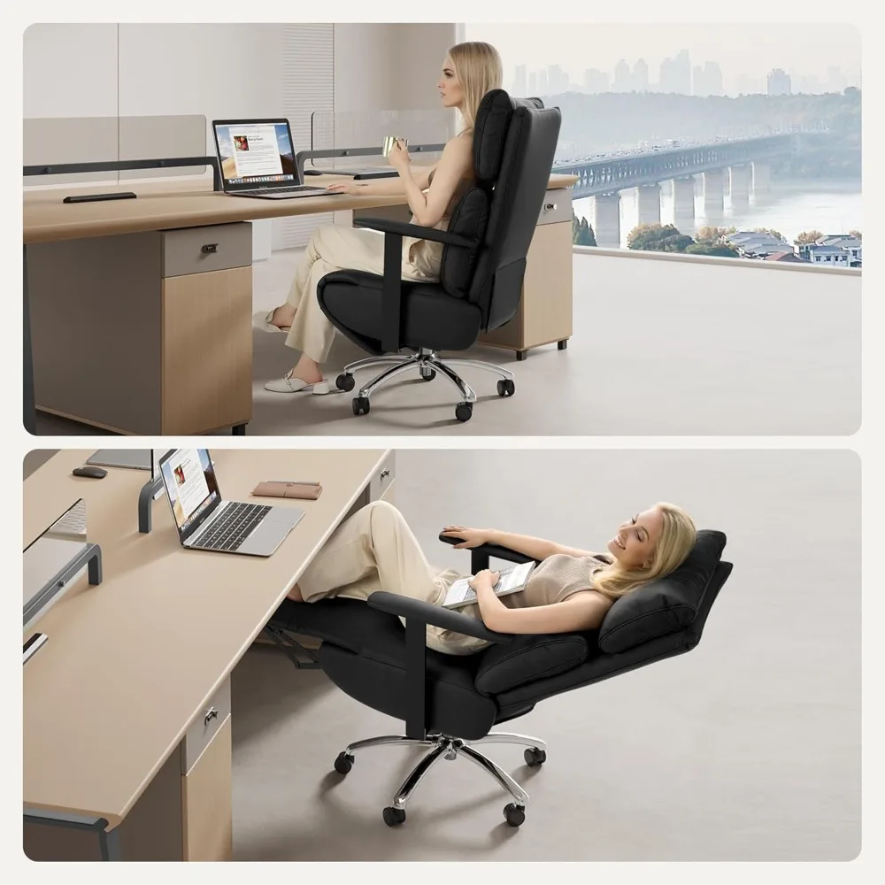 كرسي مكتب مريح للاستلقاء - 170 ° انعدام الجاذبية، جلد، مسند الرأس، مسند القدمين #6