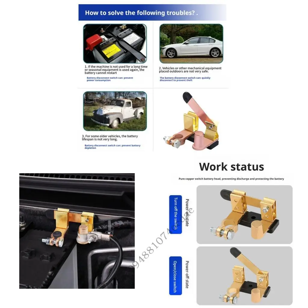 Battery Disconnect Tool 12/24V Direct Current Disconnect Cut-off Isolator Tool For Vehicle Electrical Systems 