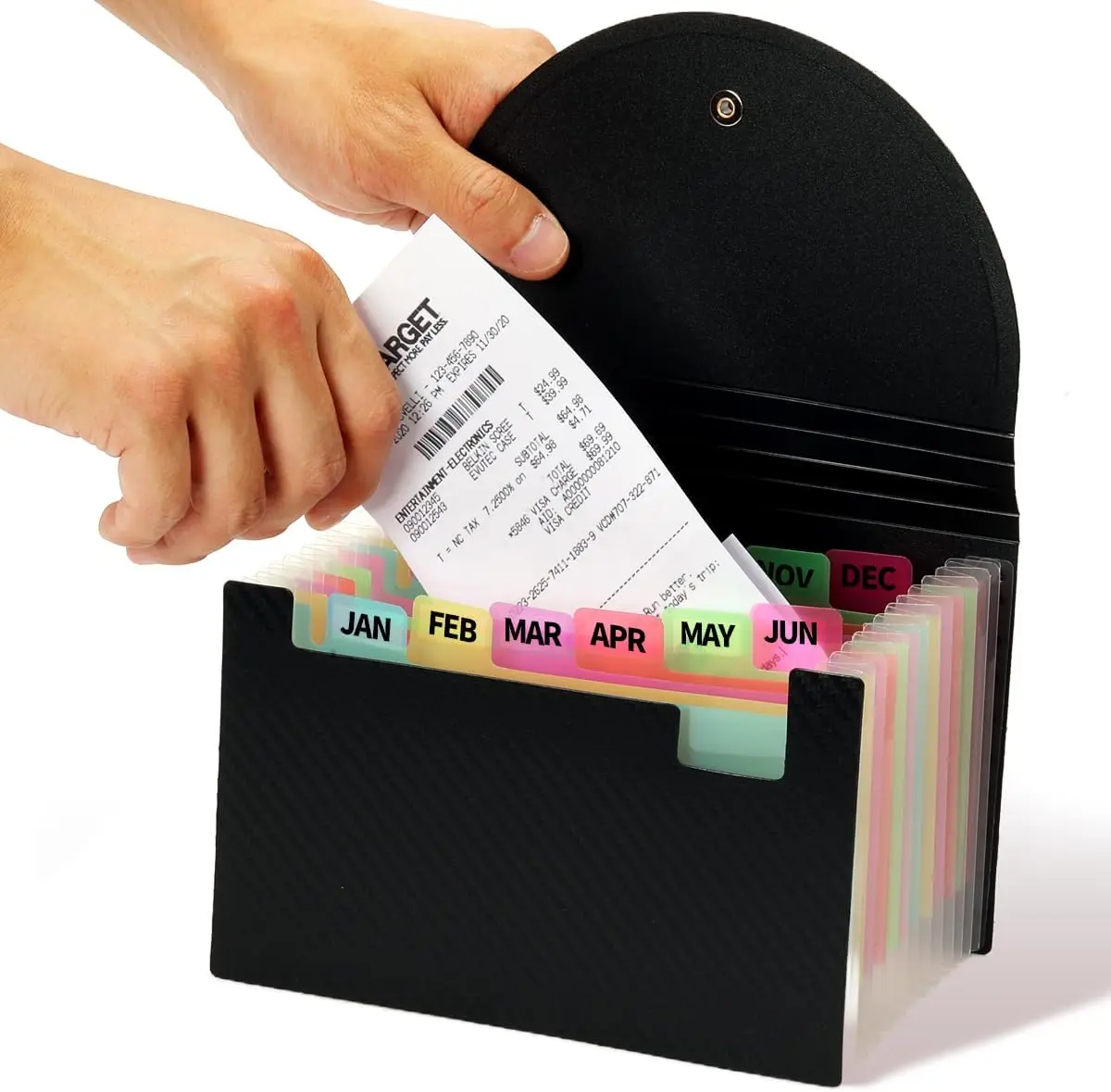 

13 Pocket Accordion File Organizer, 7x4.5 Inches Black Coupon Receipt Holder